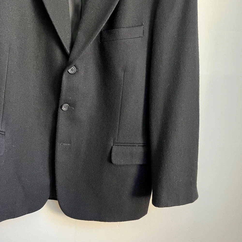 Oscar de La Renta Men Wool and‎ Cashmere Classic Black Blazer Suit Jacket 44R